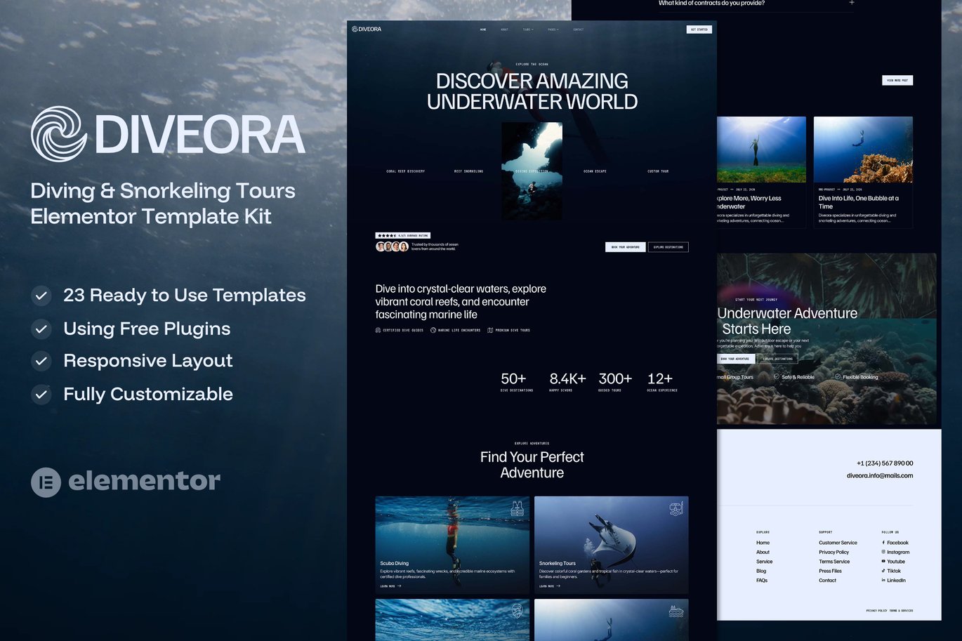 Diving & Snorkeling Tours Elementor Template