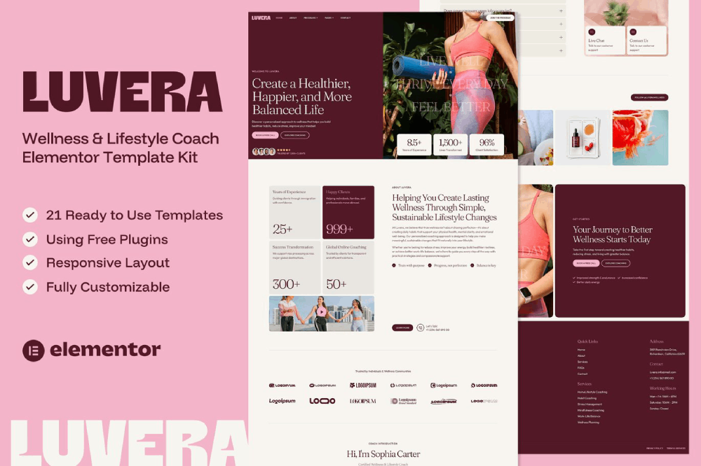 Wellness & Lifestyle Coach Elementor Template