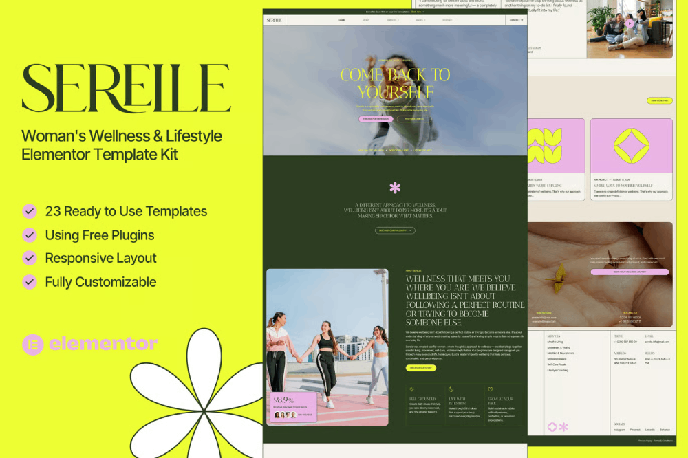 Womens Wellness & Lifestyle Elementor Template