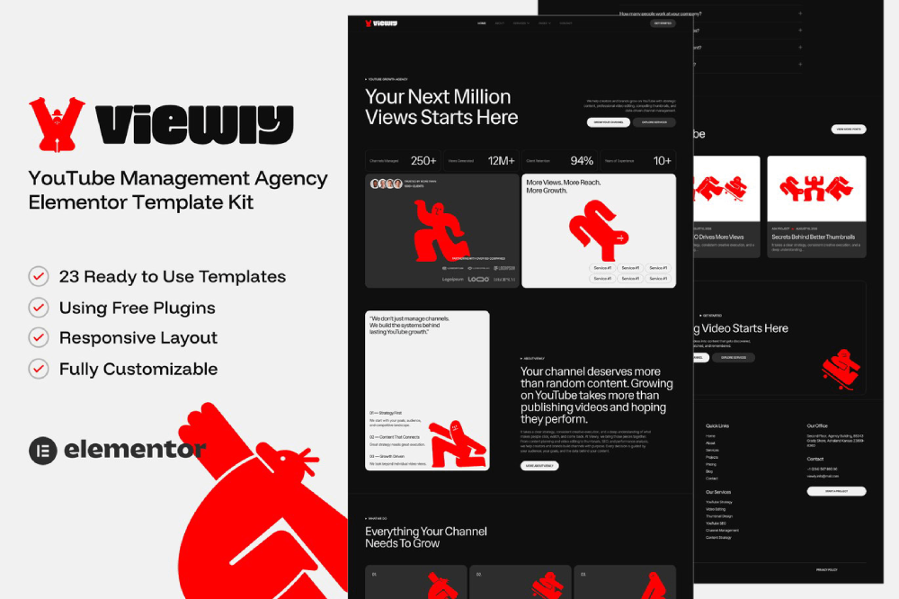 YouTube Management Agency Elementor Template