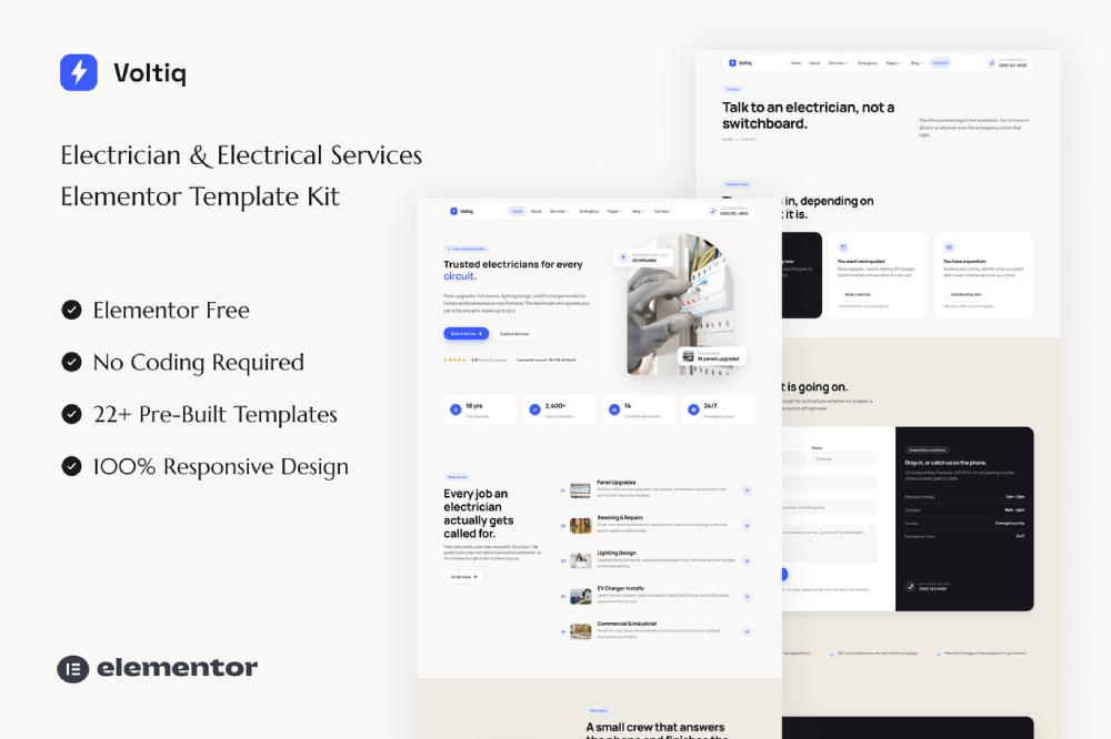 Electrician & Electrical Services Elementor Template