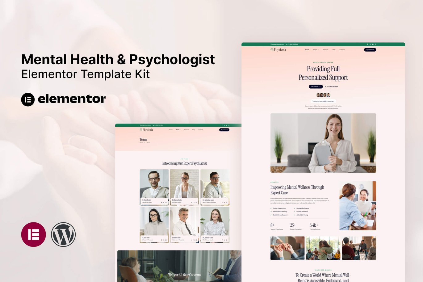 Mental Health & Psychologist Elementor Template