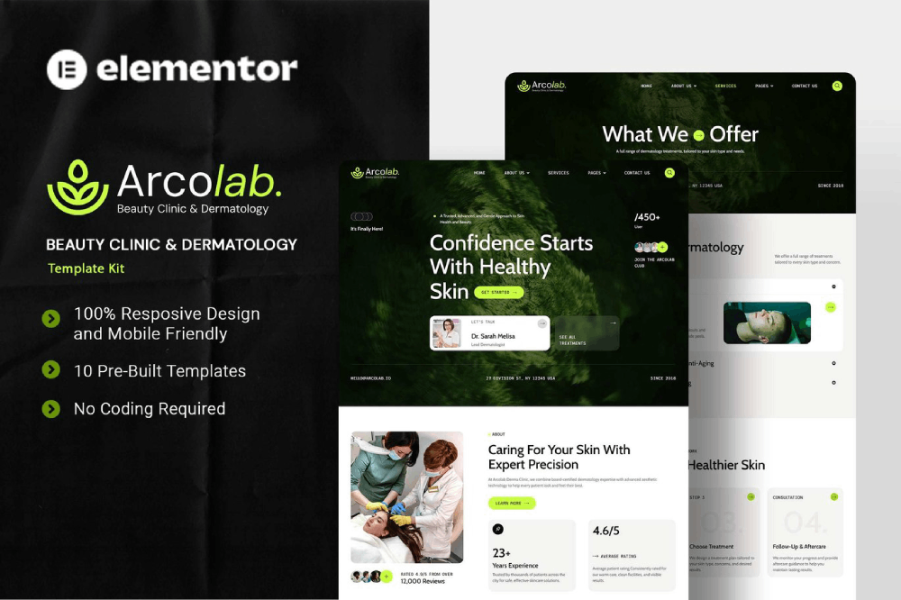 Beauty Clinic & Dermatology Elementor Template