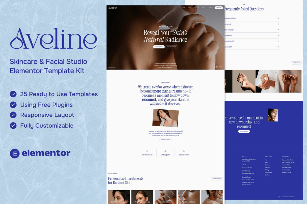 Skincare & Facial Studio Elementor Template