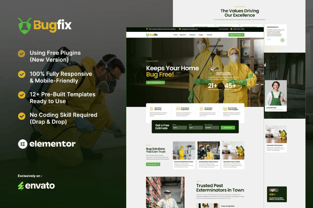 Pest Control & Disinsection Services Elementor Template