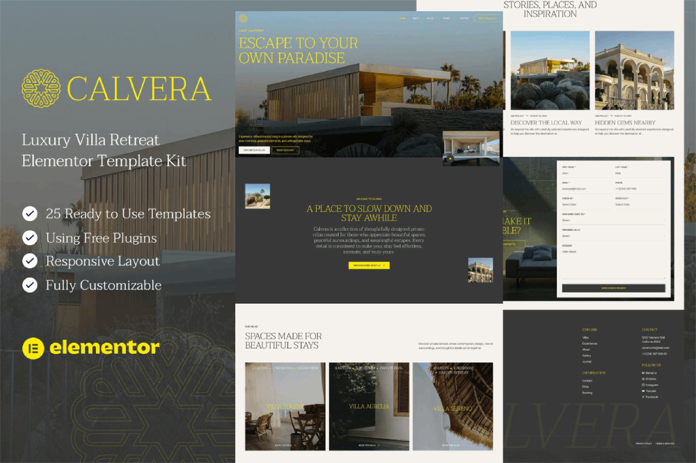 Luxury Villa Retreat Elementor Template