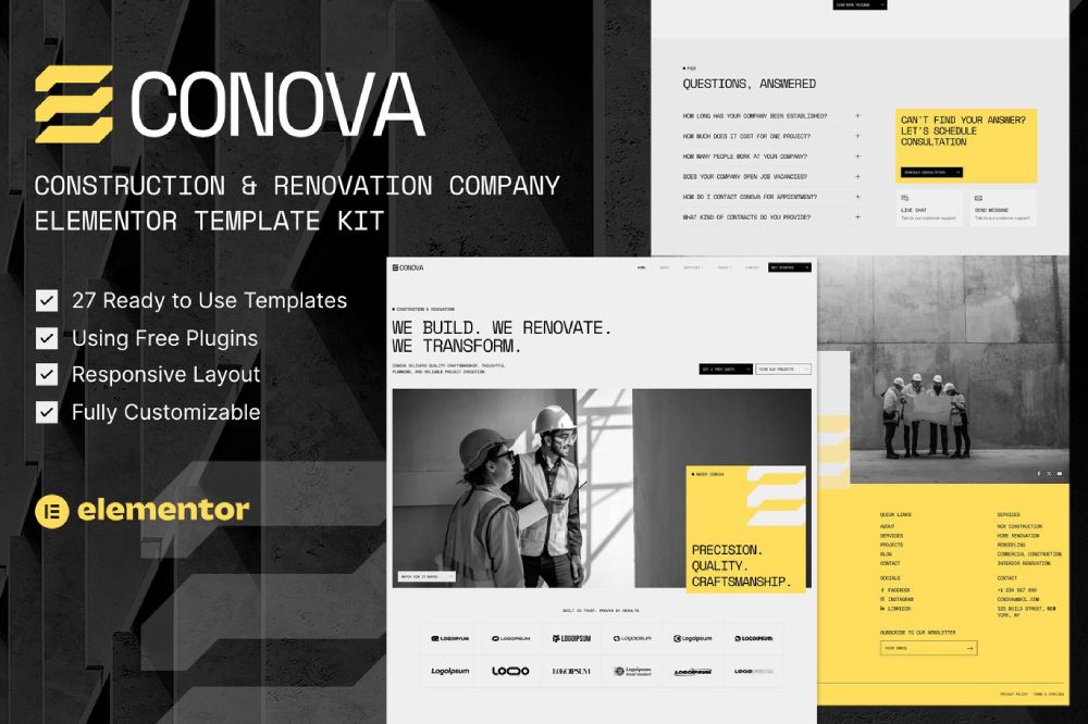 Construction & Renovation Company Elementor Template