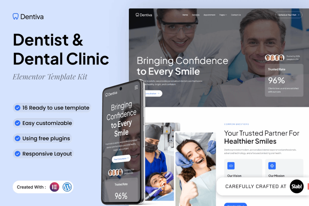 Dentist & Dental Clinic Elementor Template