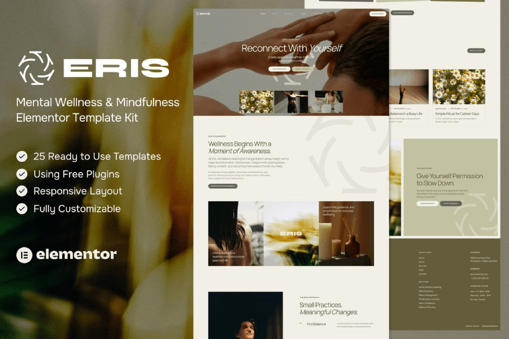 Mental Wellness & Mindfulness Elementor Template