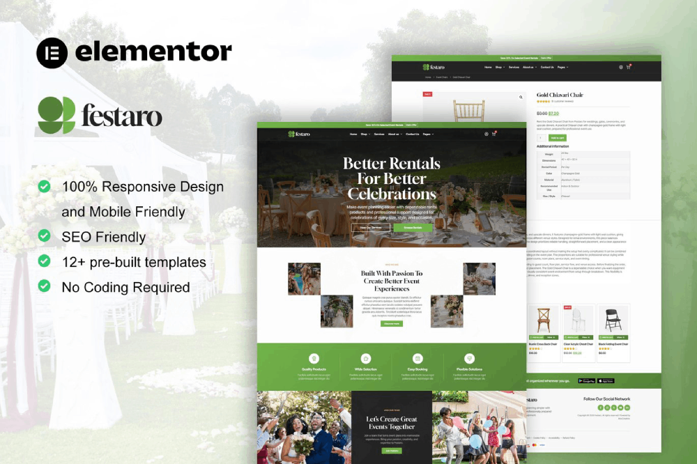 Party & Event Equipment Rental Elementor Template
