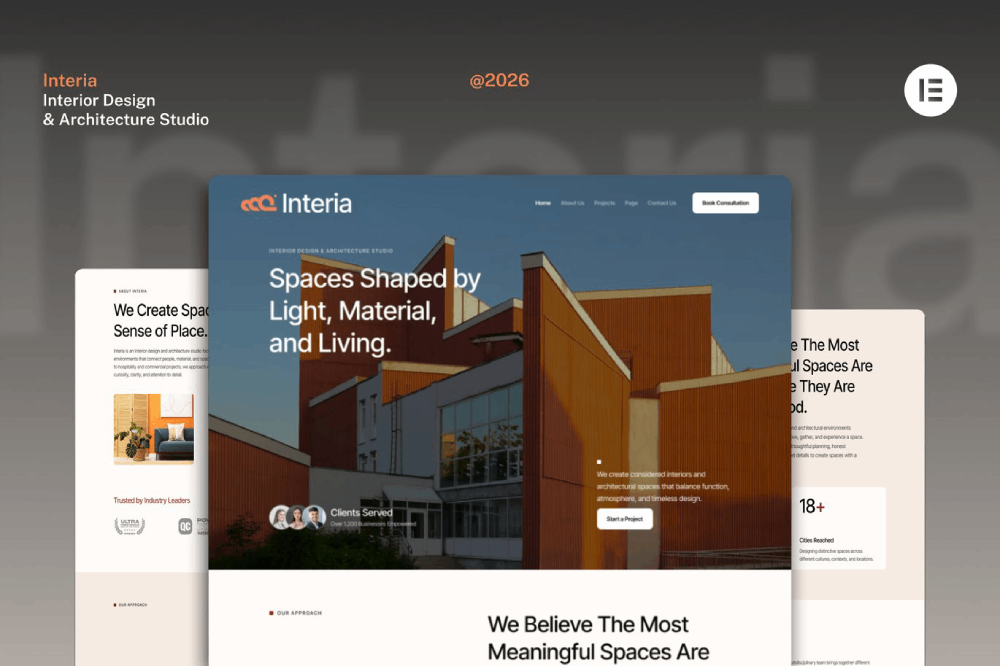 Interior Design & Architecture Studio Website Elementor Template