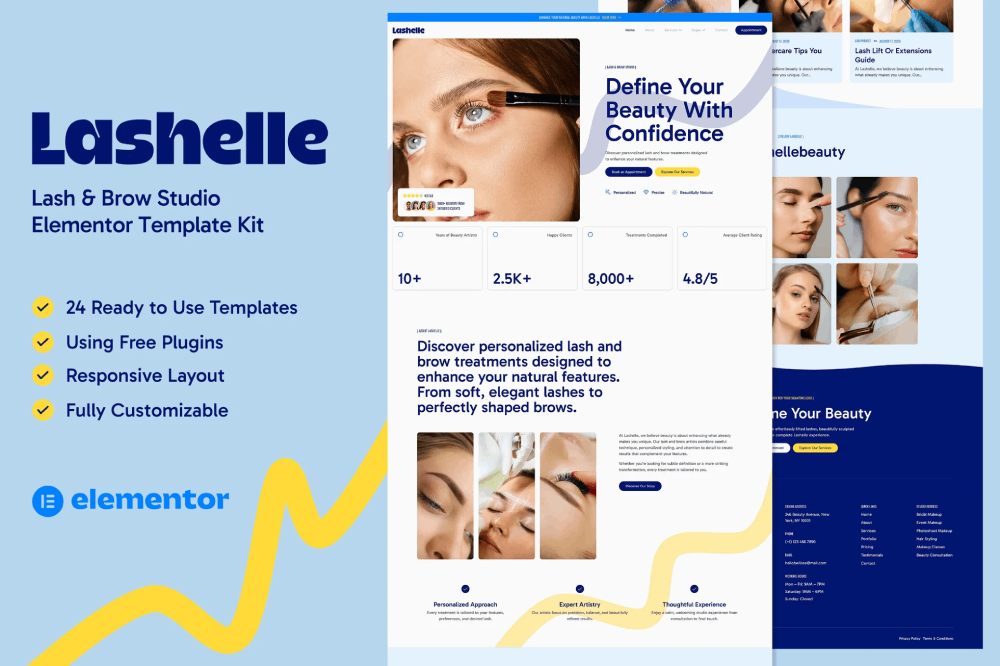Lash & Brow Studio Elementor Template