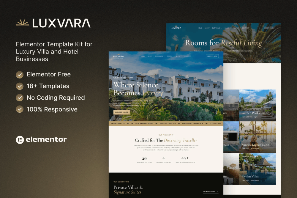 Luxury Villa & Hotel Resort Elementor Template