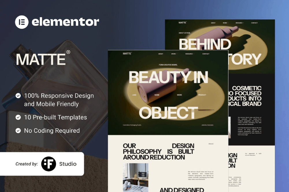 Beauty Packaging Studio & Branding Elementor Template
