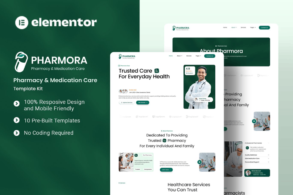 Pharmacy & Medication Care Elementor Template