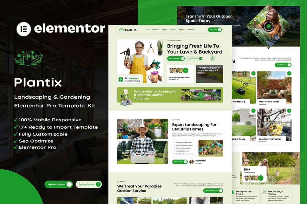 Landscaping & Gardening Elementor Template