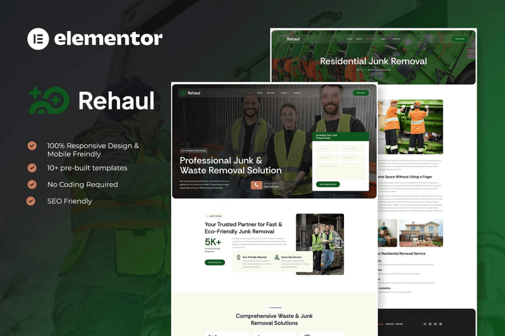 Junk Removal & Waste Management Elementor Template