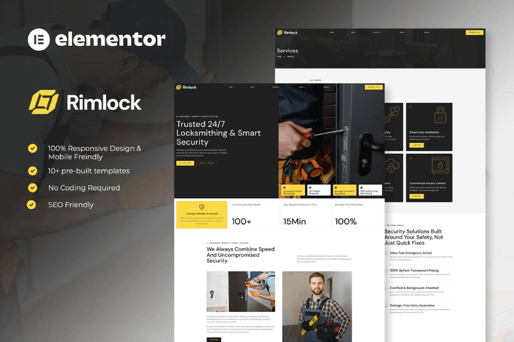 Locksmith & Key Maker Service Elementor Template