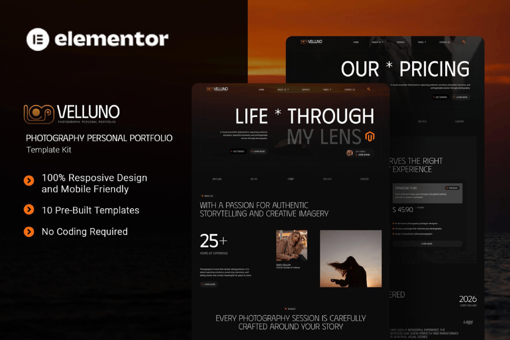 Photography Personal Portfolio Elementor Template