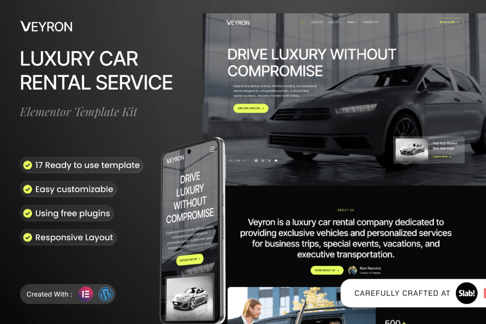 Luxury Car Rental Service Elementor Template