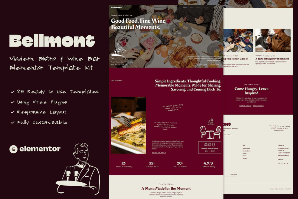 Modern Bistro & Wine Bar Elementor Template
