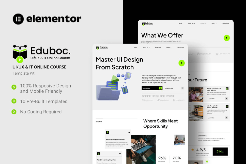 UI/UX & IT Online Course Elementor Template