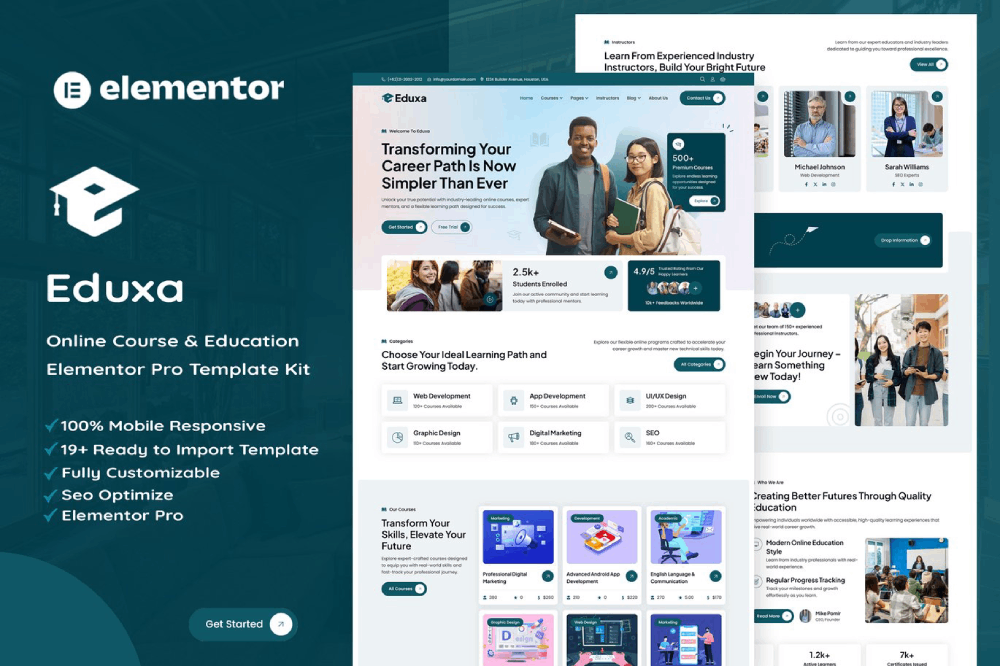 Online Course & Education Elementor Template