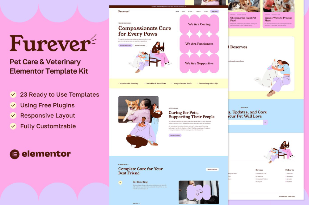 Pet Care & Veterinary Elementor Template