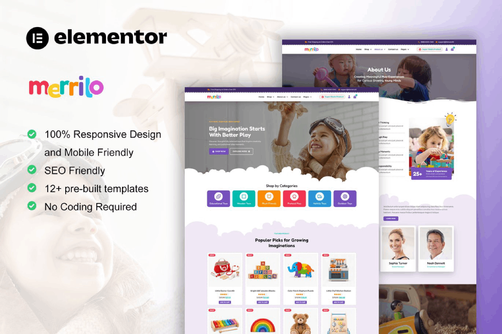 Kids Toys Store WooCommerce Elementor Template