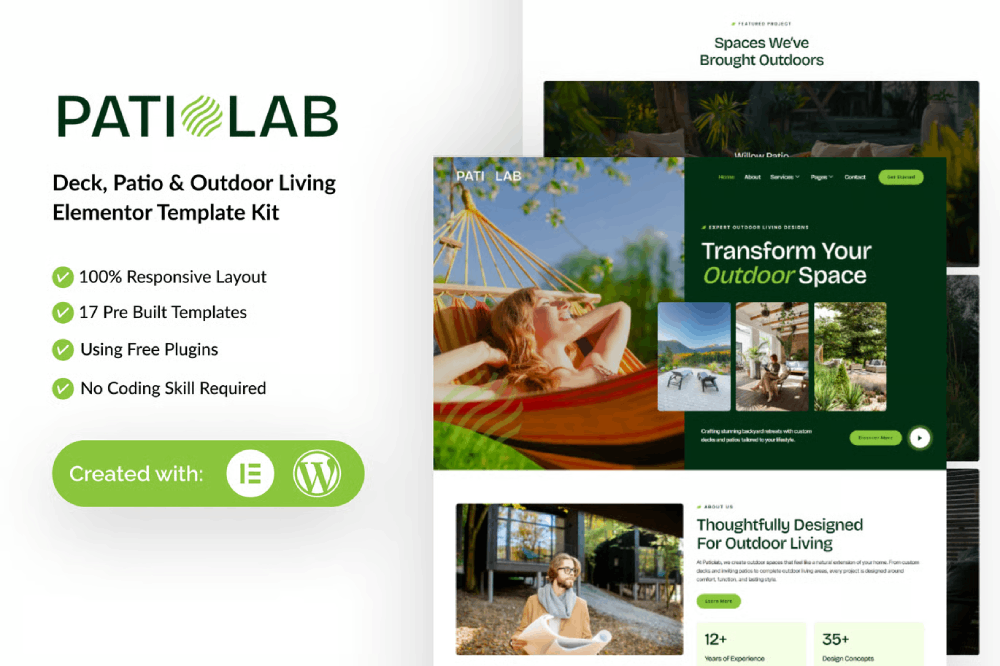 Deck, Patio & Outdoor Living Elementor Template