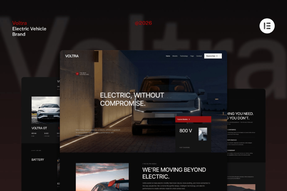 Electric Vehicle Brand Website Elementor Template