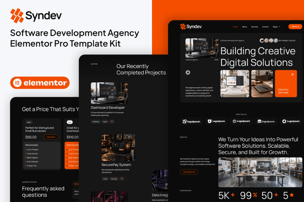 Software Development Agency Elementor Pro Template