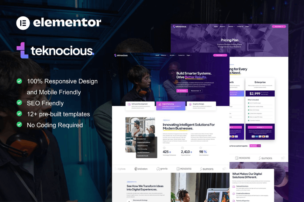 Tech Company & Digital Service Elementor Pro Template