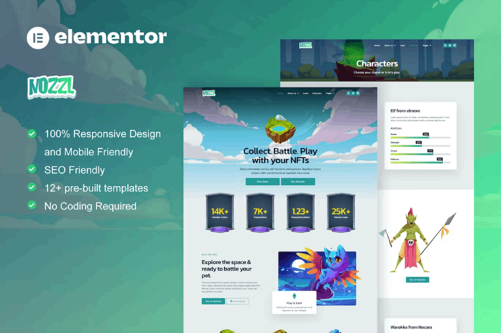 Game NFT Elementor Pro Template
