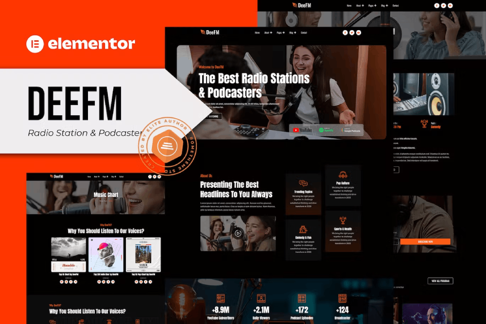 Radio Station & Podcaster Elementor Pro Template