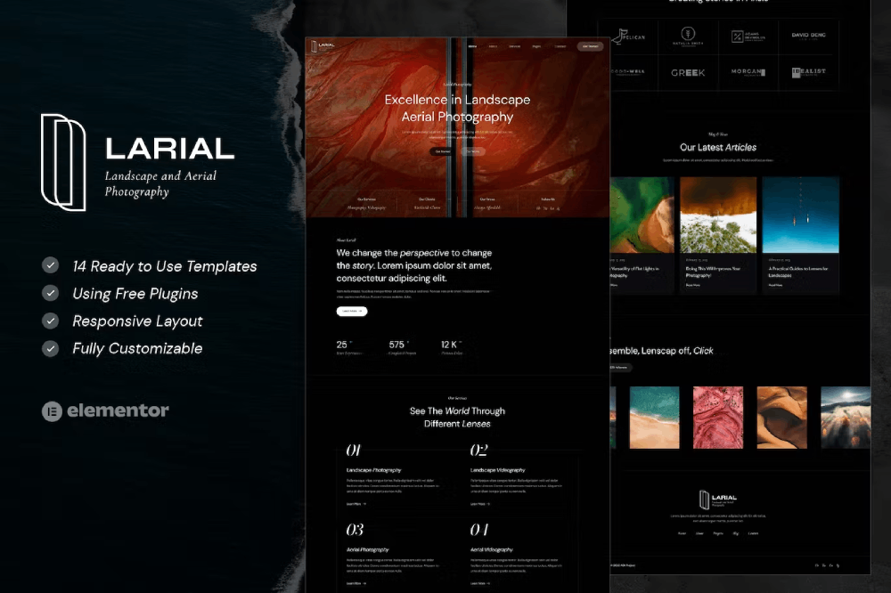 Landscape & Aerial Photography Elementor Template
