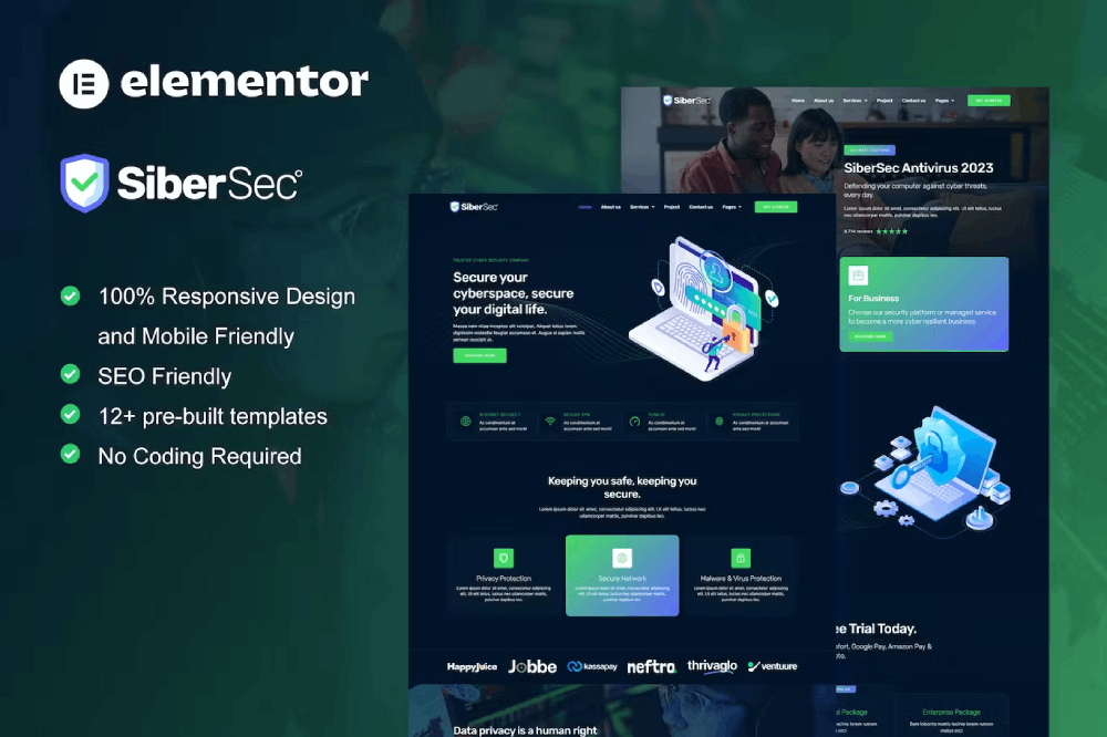 Cyber Security Services Elementor Template
