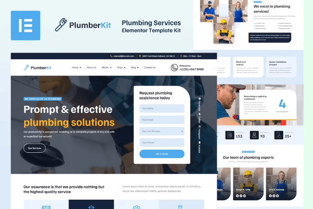 Plumbing Services Elementor Template