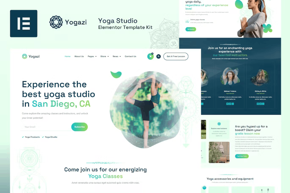 Yogazi Yoga Studio Elementor Pro Template Kit