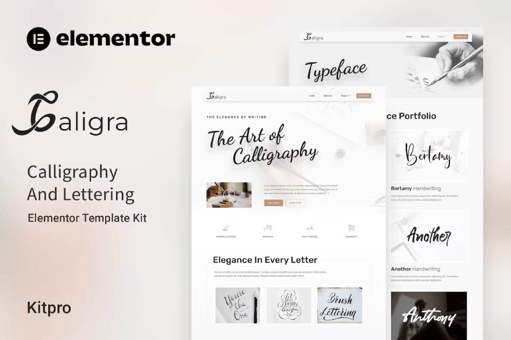 Calligraphy & Lettering Elementor Template