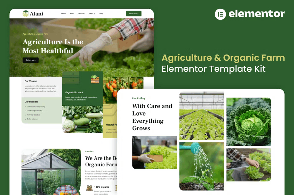 Agriculture & Organic Farm Elementor Template