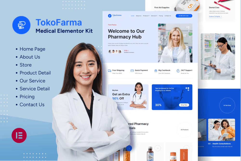 Ecommerce Medicinal Store Elementor Template