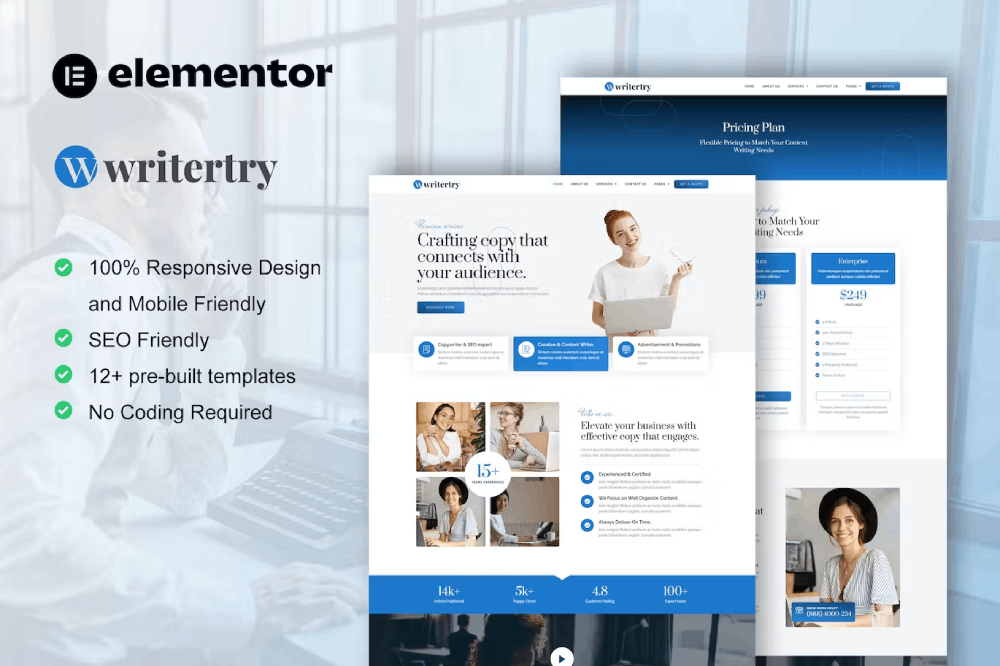 Content Writing Service Agency Elementor