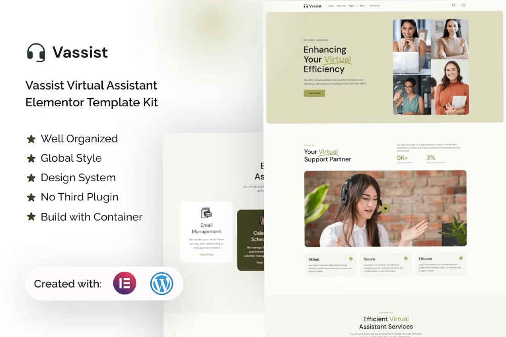 Virtual Assistant Elementor Template
