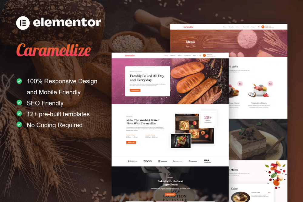 Bakery & Pastry Elementor Template