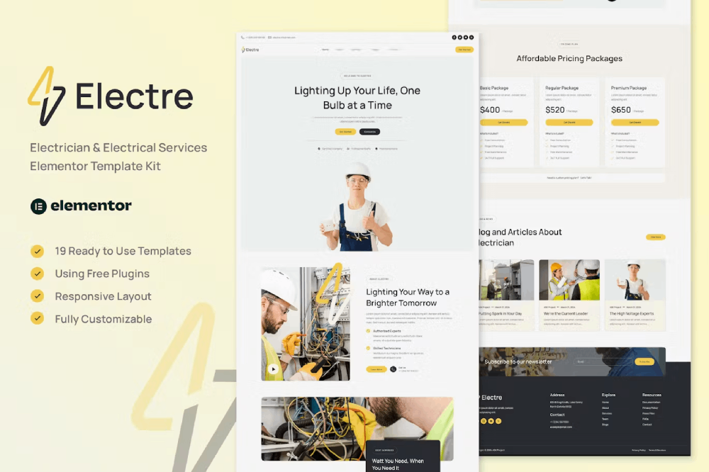 Electrician & Electrical Services Elementor Template