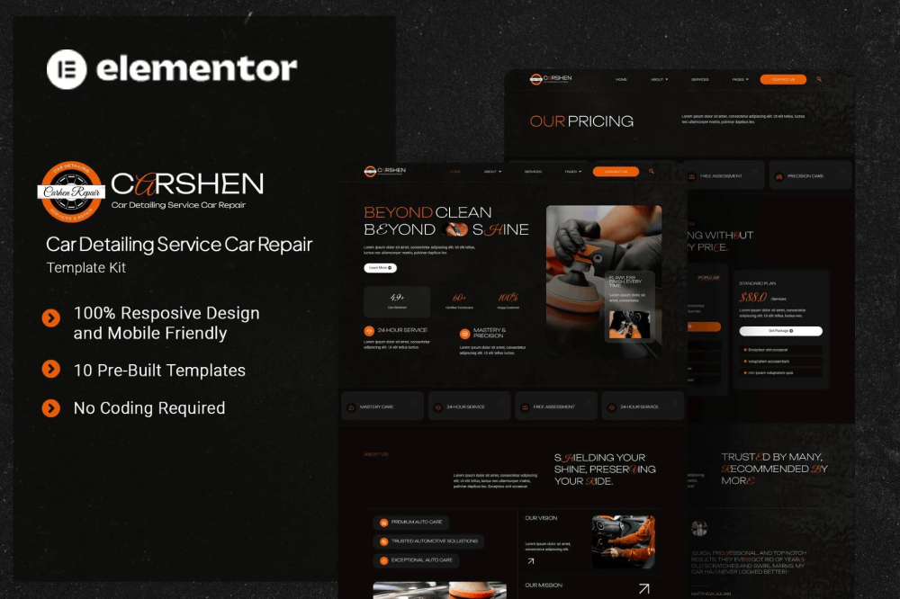Car Detailing Service Car Repair Elementor Template