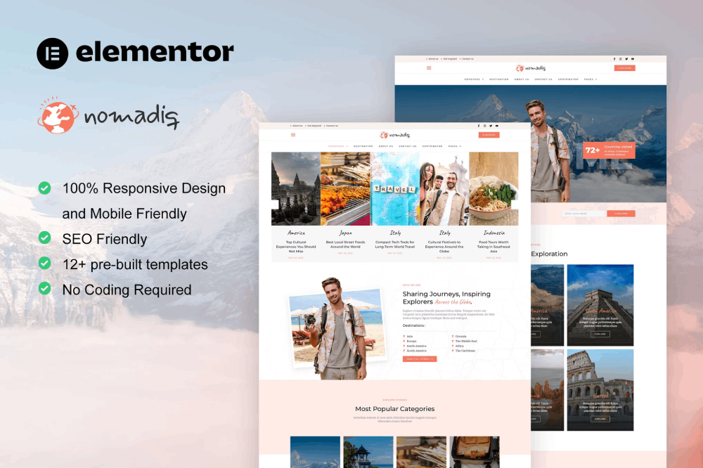 Travel Blog & Magazine Elementor Template