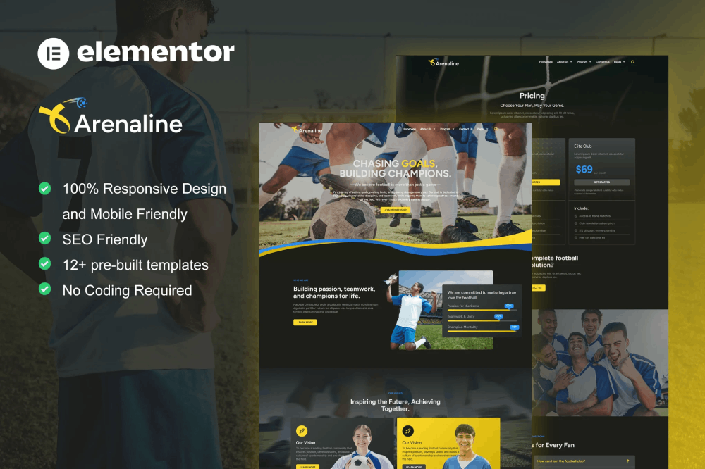 Football Club & Sports Academy Elementor Template