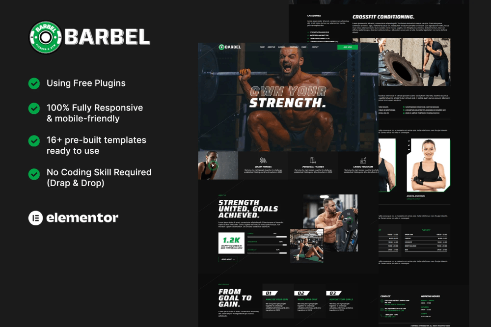 Fitness Gym Elementor Template